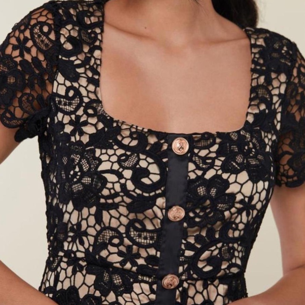 Rachel Parcell Black and Nude Sheath Midi Dress - Picture 2 of 3